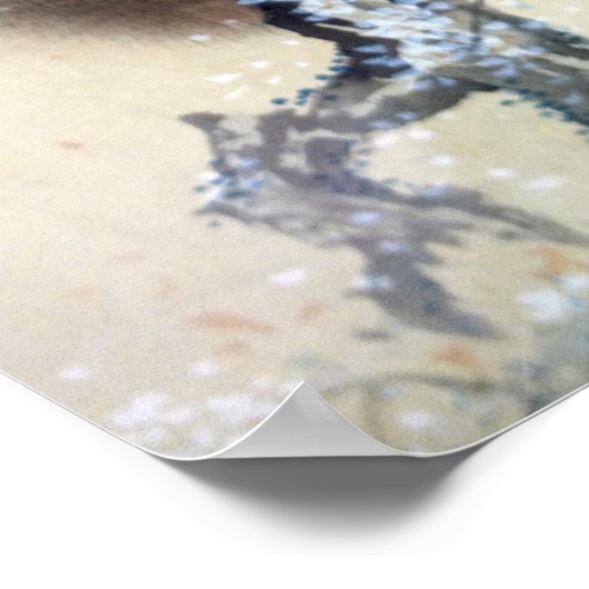 Mori Sosen Affen in einem blühenden Kirschbaum Poster (Ecke)