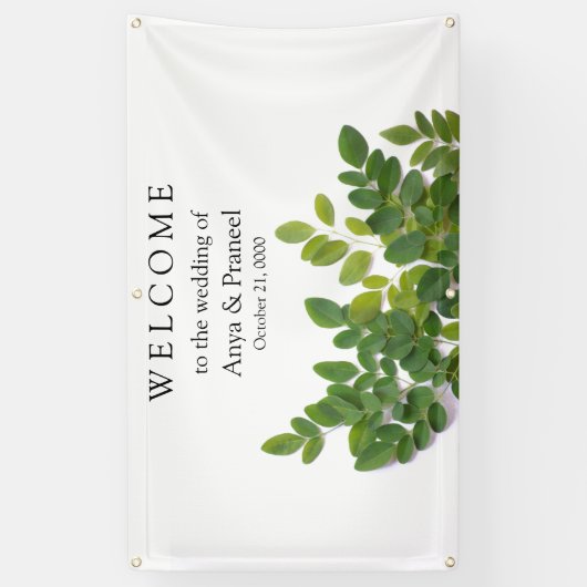 Moringa Blätter mit Textfläche Banner (Vertikal)