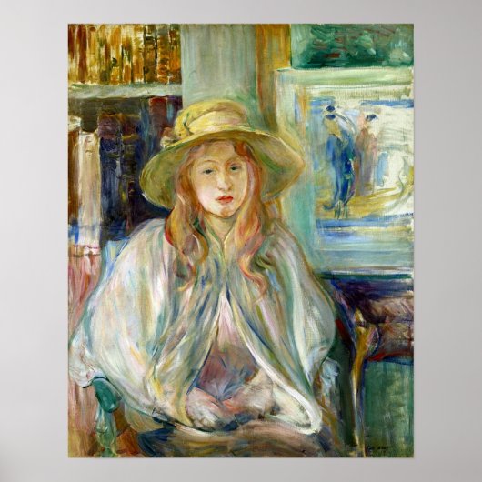 Morisot - Mädchen in einem Strohhut 1892 Poster (Vorne)