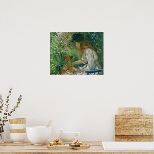 Morisot - Mädchen mit Hund 1892 Poster (Küche)