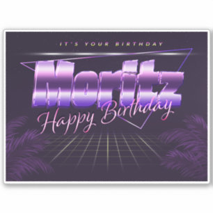 Moritz Name Vorname lila retro Sticker Geburtstag