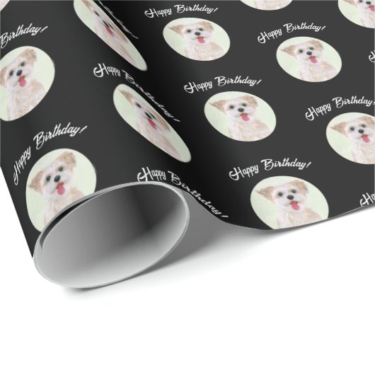 Morkie Black Wrapping Paper Round Images Geschenkpapier (Rolleneckpunkt)