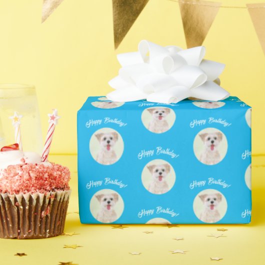 Morkie Blue Wrapping Paper Round Images Geschenkpapier (Geburtstagsparty)