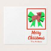 Morkie Christmas Dog & Green Bow Geschenktag (Außenseite Aufgefaltet)