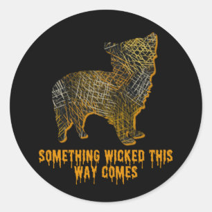 Morkie Designer Dog Silhouette Spaß Halloween Runder Aufkleber