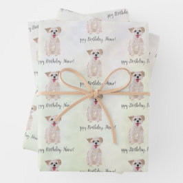Morkie Dog Birthday Wrapping Paper Geschenkpapier Set