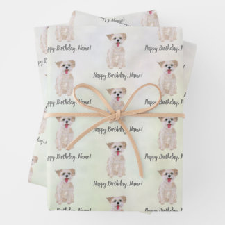 Morkie Dog Birthday Wrapping Paper Geschenkpapier Set