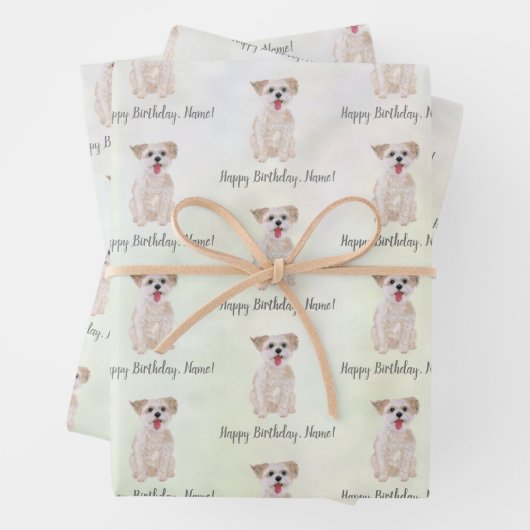 Morkie Dog Birthday Wrapping Paper Geschenkpapier Set (Beispiel)