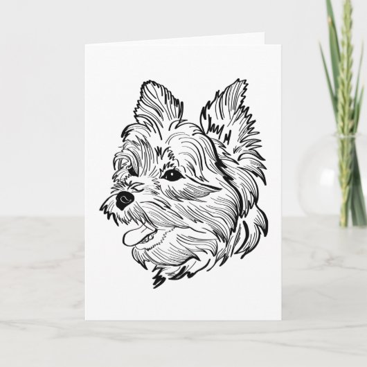 Morkie Dog Line Art Karte (Vorderseite)