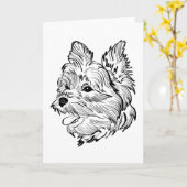 Morkie Dog Line Art Karte (Gelbe Blume)
