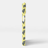 Morkie Dog Niedliche Silhouette Grid Yellow iPhone Hülle (Rechte Seite)