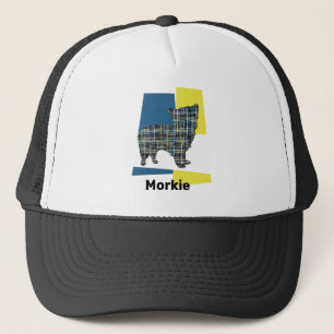 Morkie Dog Niedliche Silhouette Tricolor Grid Truckerkappe