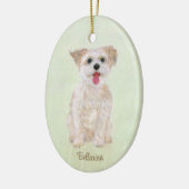 Morkie Dog Oval Glass Keramik Ornament (Links)