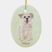 Morkie Dog Oval Glass Keramik Ornament (Vorne)