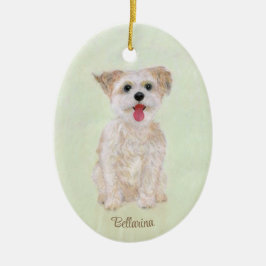 Morkie Dog Oval Glass Keramik Ornament