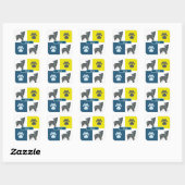 Morkie Dog & Paw Y&B Grid Square Sticker (Blatt)