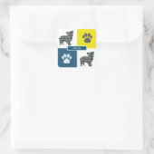 Morkie Dog & Paw Y&B Grid Square Sticker (Tasche)