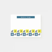 Morkie Dog & Paw Yellow & Blue Grilllinien Post-it Klebezettel (Vorderseite)