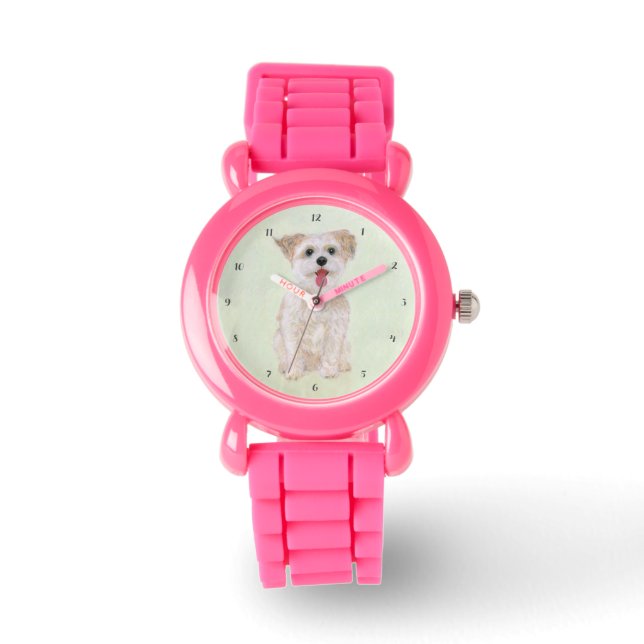 Morkie Dog Pink Watch Armbanduhr (Vorderseite)
