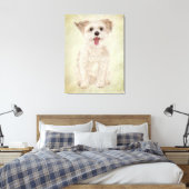 Morkie Dog Premium Wrapped Canvas Print Leinwanddruck (Insitu (Schlafzimmer))