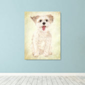 Morkie Dog Premium Wrapped Canvas Print Leinwanddruck (Insitu (Holzboden))