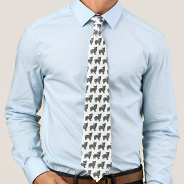 Morkie Dog Silhouette Gelb & Blau Weiße Krawatte