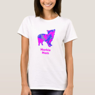 Morkie Dog Silhouette Heiß rosa und blau T-Shirt