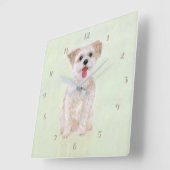 Morkie Dog Square Acrylklemme mit Ziffern Quadratische Wanduhr (Winkel)