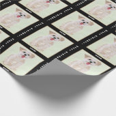 Morkie Dog wrapping Paper on Black with Text Geschenkpapier (Ecke)