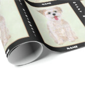 Morkie Dog wrapping Paper on Black with Text Geschenkpapier (Rolleneckpunkt)