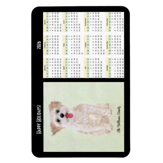 Morkie Flexible 2026 Kalender Magnet (Vertikal)
