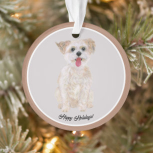Morkie Hund Acryl-Kreuzanhänger Ornament