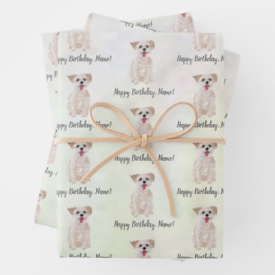 Morkie-Hund Geburtstag Geschenkpapier Set
