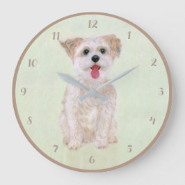 Morkie Hund runder Acrylwand mit Ziffern Große Wanduhr