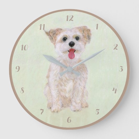 Morkie Hund runder Acrylwand mit Ziffern Große Wanduhr (Vorderseite)