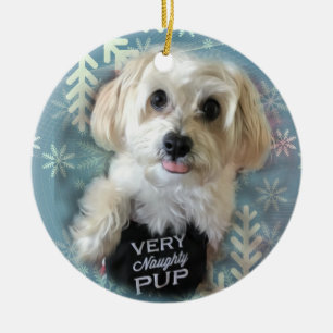 Morkie Hündchen-runde Weihnachtsverzierung Keramik Ornament