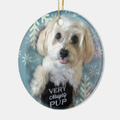 Morkie Hündchen-runde Weihnachtsverzierung Keramik Ornament (Links)