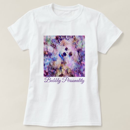 Morkie Hundewelpen-niedliche Blasen-lila "T-Shirt T-Shirt (Design vorne)