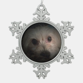 Morkie Hundewelpen-niedliche Rettungs-Verzierung Schneeflocken Zinn-Ornament