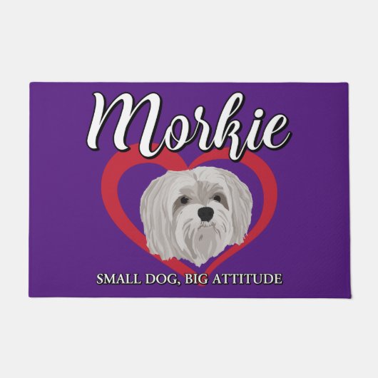 Morkie - Kleiner Hund, große Höhe - 3 Fußmatte (Vorderseite)