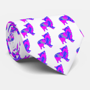 Morkie Maltese Mix Dog Pink & Blue White Neck Krawatte