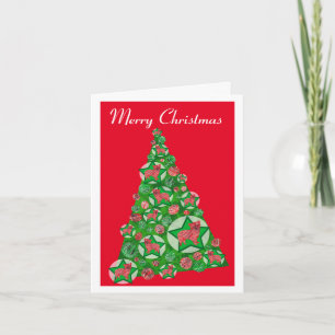 Morkie Maltese X Dog Silhouette Weihnachtsbaum Rot Karte