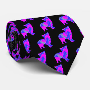 Morkie Malteser Mix Hund Pink & Blau Schwarz Halst Krawatte