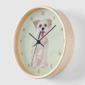 Morkie Natural Wood Frame Clock Uhr (Winkel)