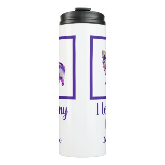 Morkie Niedlich Dog Silhouette Lila PY&B Thermosbecher (Vorderseite)