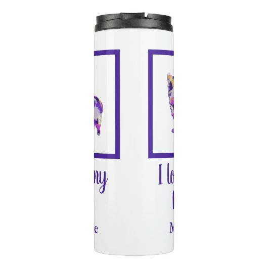 Morkie Niedlich Dog Silhouette Lila PY&B Thermosbecher (Rückseite)