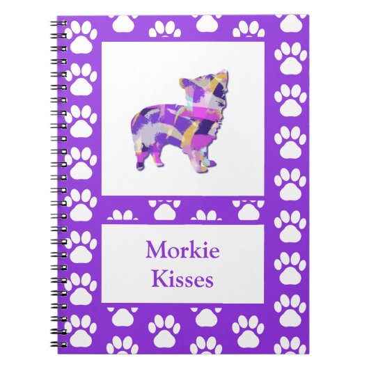 Morkie Niedlich Dog Silhouette Paw Lila PY&B Notizblock (Vorderseite)