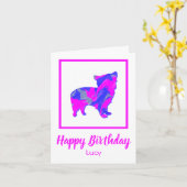 Morkie Pink & Blue Silhouette Hund Funny Geburtsta Karte (Gelbe Blume)