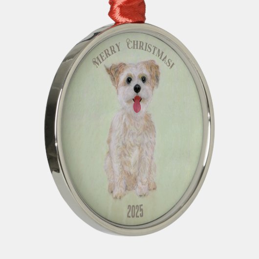 Morkie Premium Round Ornament Aus Metall (Rechts)