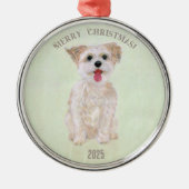 Morkie Premium Round Ornament Aus Metall (Vorne)